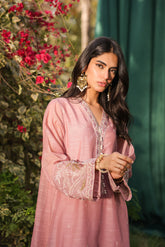 DA-2128 MAUVE 2PCS  EMBROIDERED KURTA WITH TROUSER